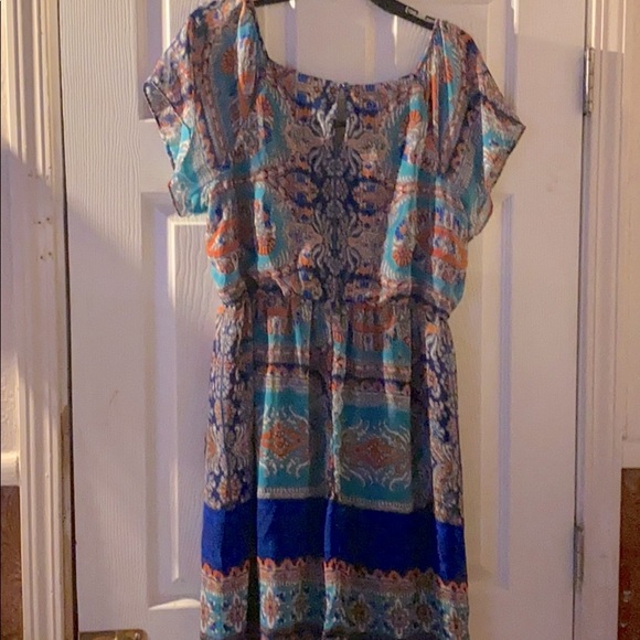 Auw blue floral dress size-L - Picture 4 of 7